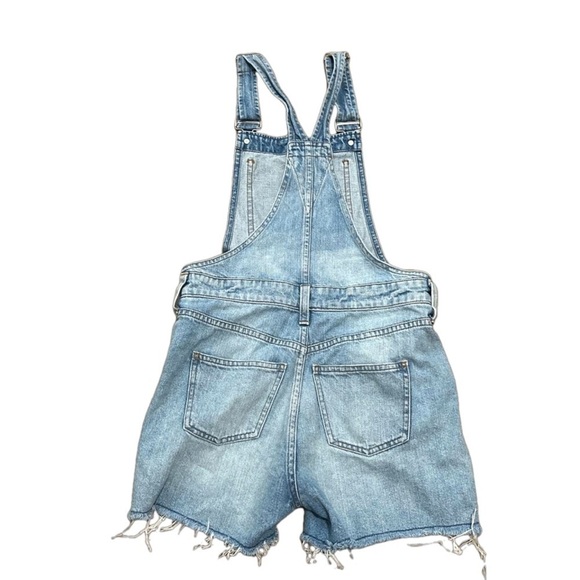 Madewell Women Size XS Cotton Denim Shortalls Bib Jean Overall Shorts - Picture 2 of 9